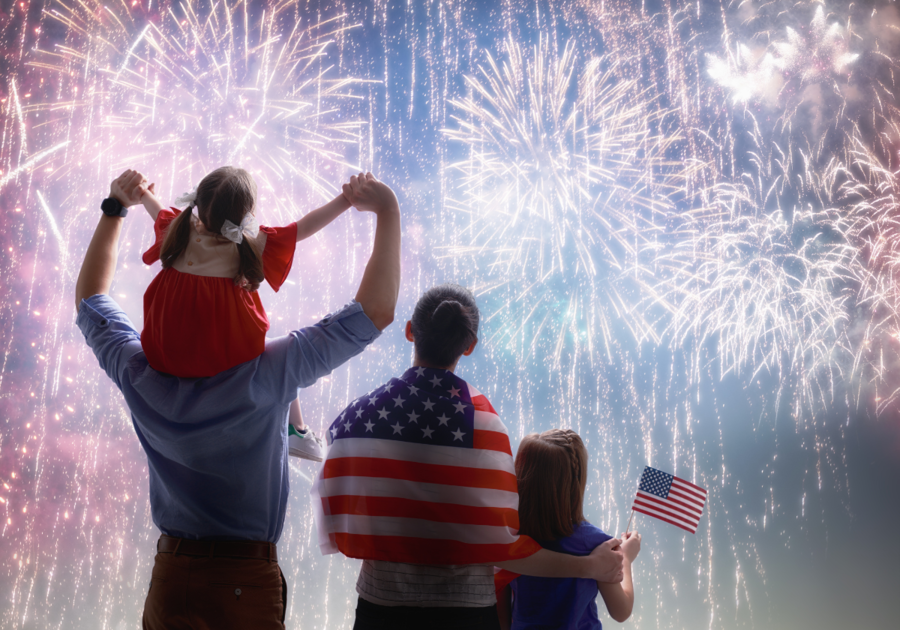 Family Celebrating Fourth of July