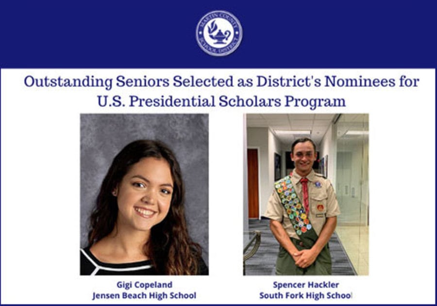 Martin County School District 2020 US Presidential Scholars Program Nominees