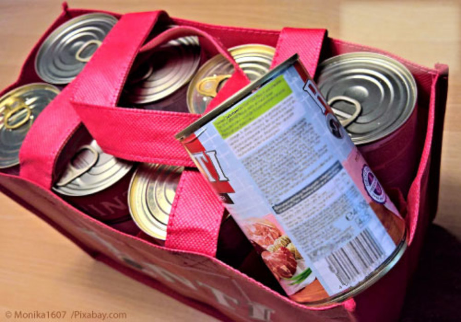 Bag of canned food