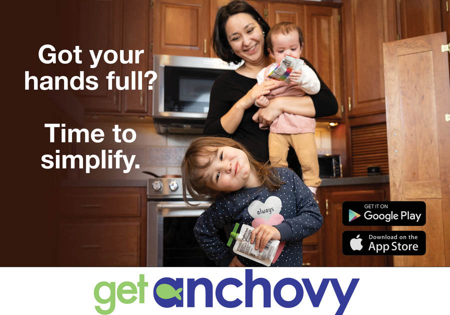 Mom with two kids holding snacks