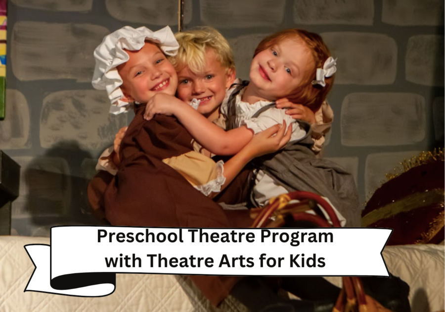 Three kids in costume for a play