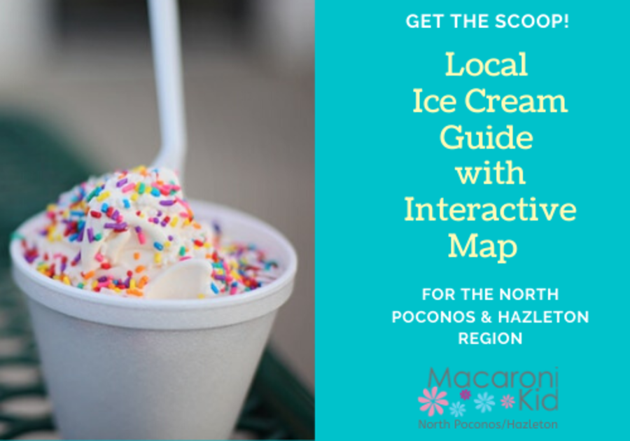 Ice Cream Guide and Map for the North Poconos Hazleton region 