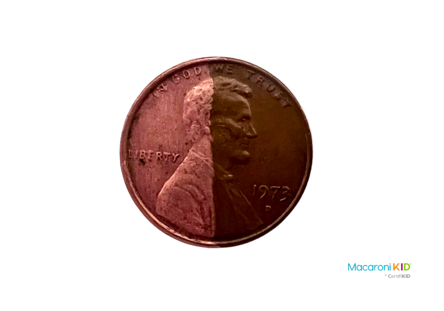 a penny, half cleaned