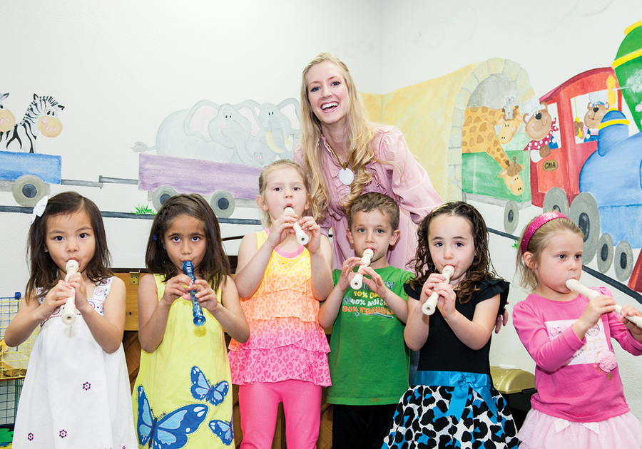 children playing recorders in a Childrens Music Academy class