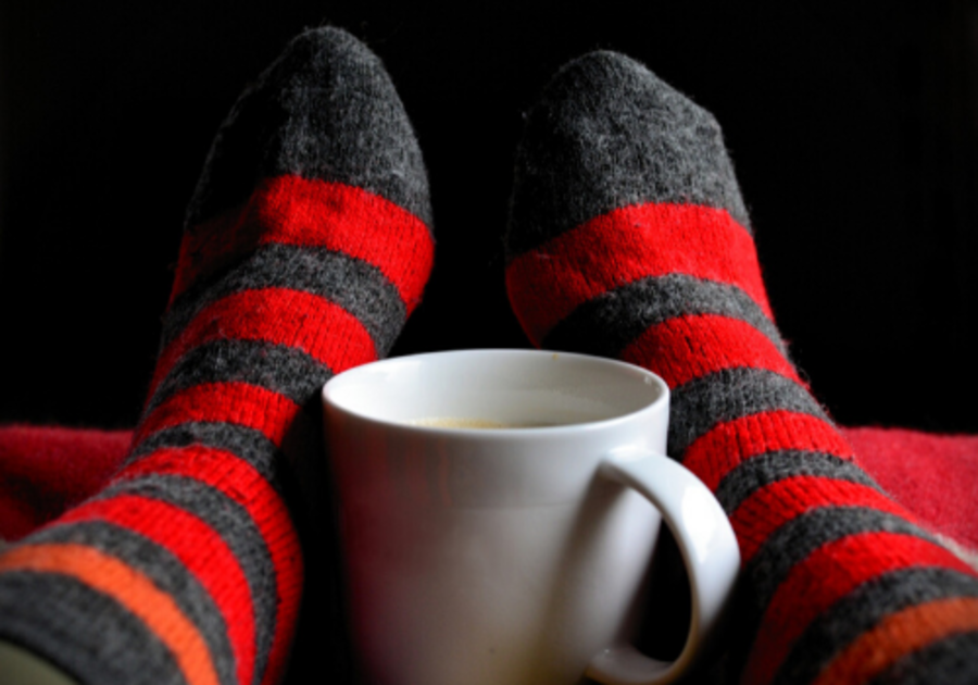 warm socks, hot coffee