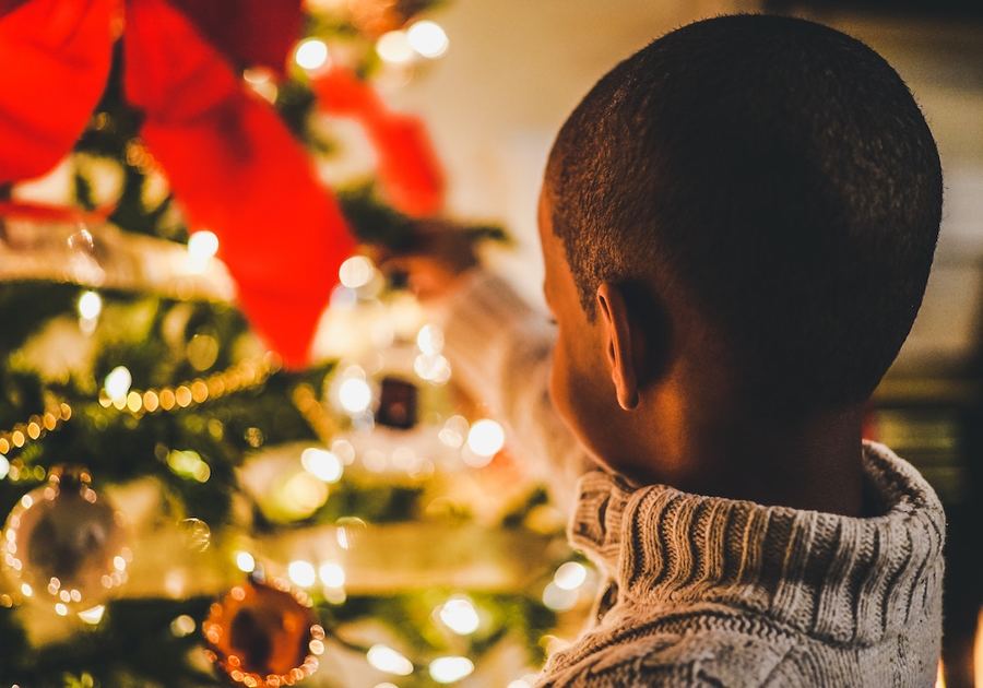 child, christmas tree, ornament, decorations