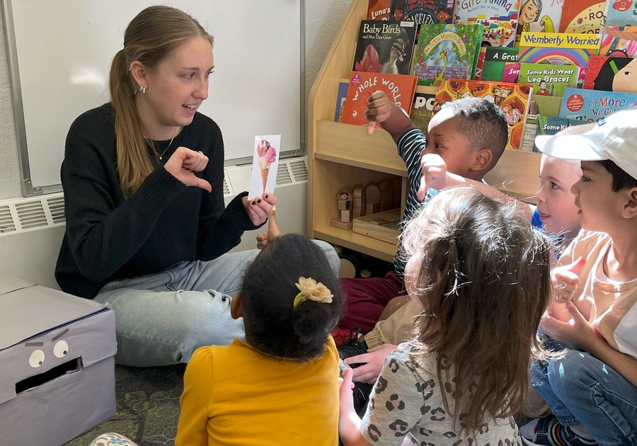 Teacher with children