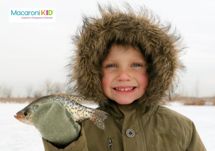 Ice Fishing Kid Holding Fish