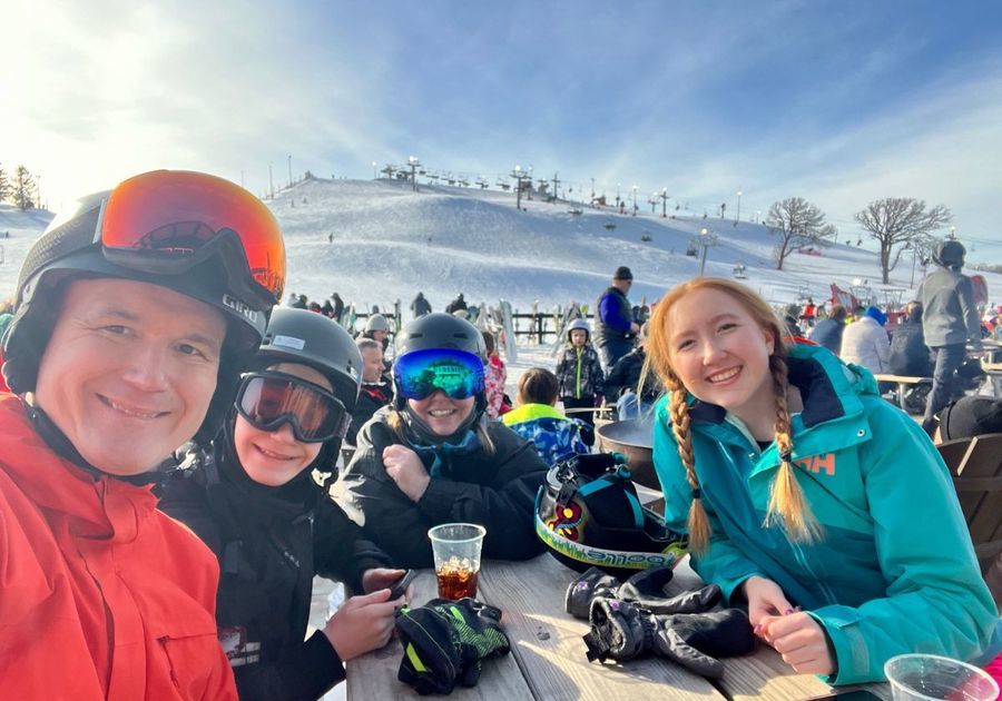 family at ski mountain