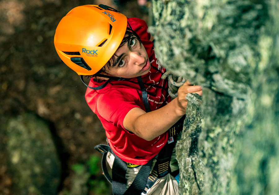 a child Rock Climbing at Wilderness Adventure at Eagle Landing