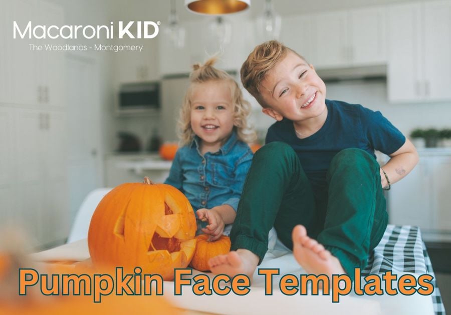 Enjoy a free pumpkin face template download for worksheet fun or use on pumpkin carving free family fun for toddlers, kids in north Houston, the woodlands montgomery conroe spring parenting family fun