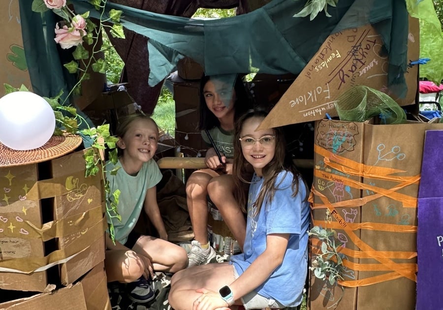 Girls in a fort