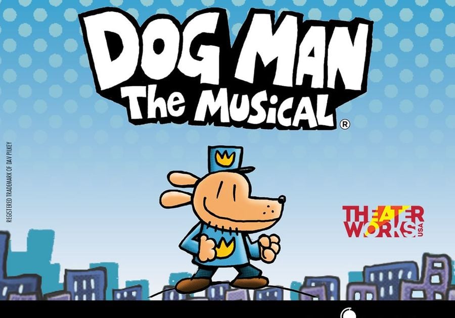 image of a dog with the title The Wilma Welcomes Dogman The Musical