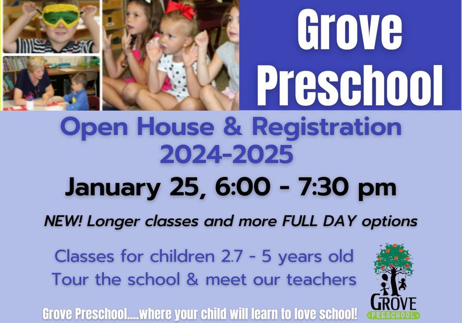 Grove Preschool Open House January 25 2024