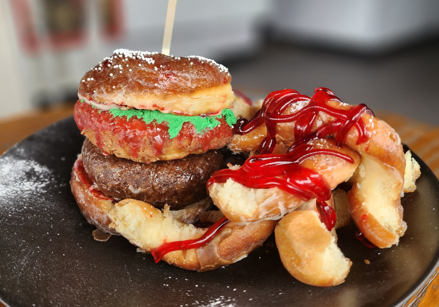 The Colorado Doughburger looks like a burger but is made from donuts with 
