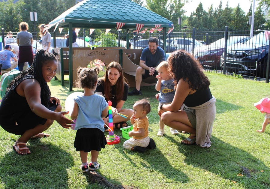 kids and parents playing outside