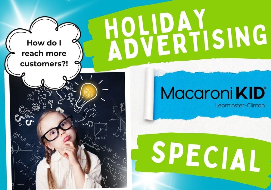 Text reads Holiday Advertising Special and shows a child contemplating how do i reach more customers?