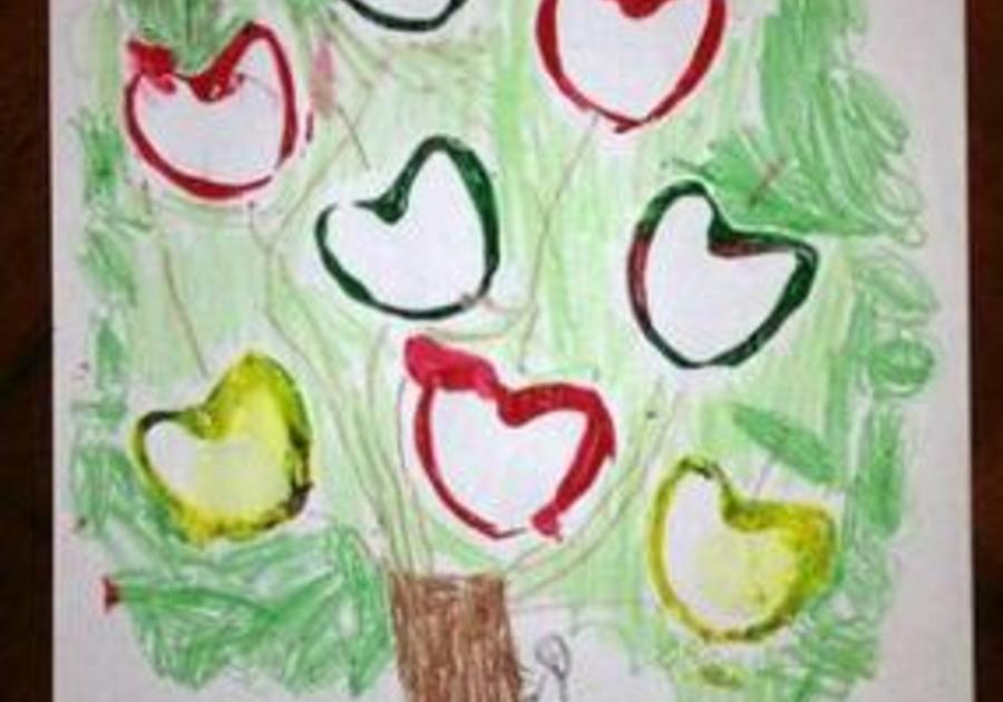 Create an Apple Stamp from Cardboard Tubes for kids