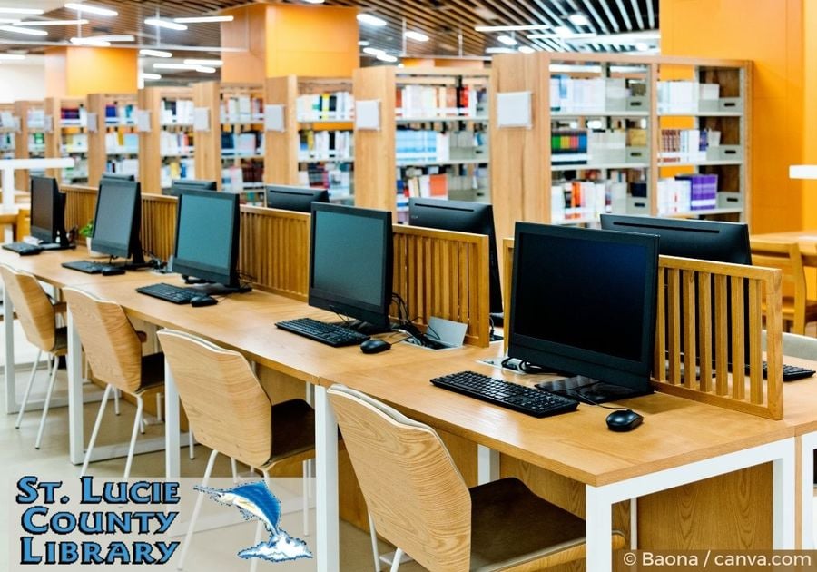Computer stations at the library