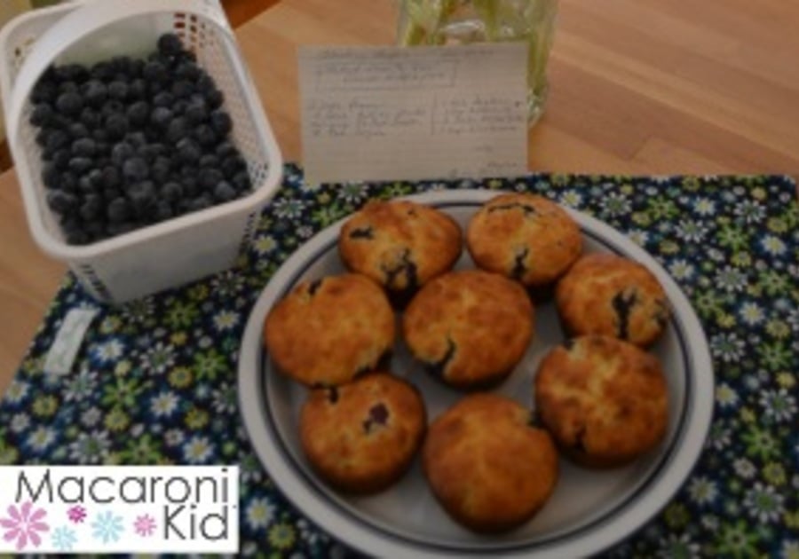 Plate of blueberry muffins