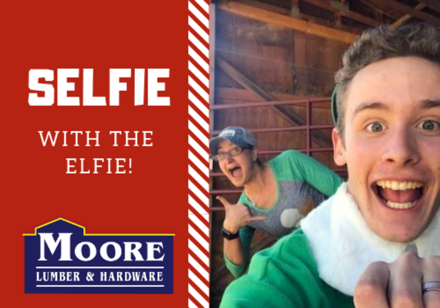 Selfie with the Elfie at Moore Lumber & Hardware