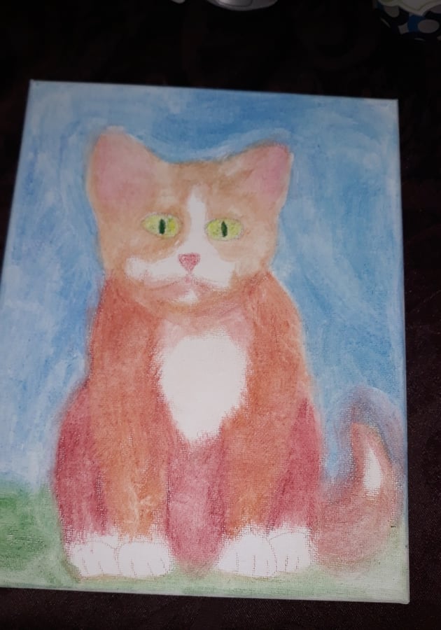 childs artwork of a cat