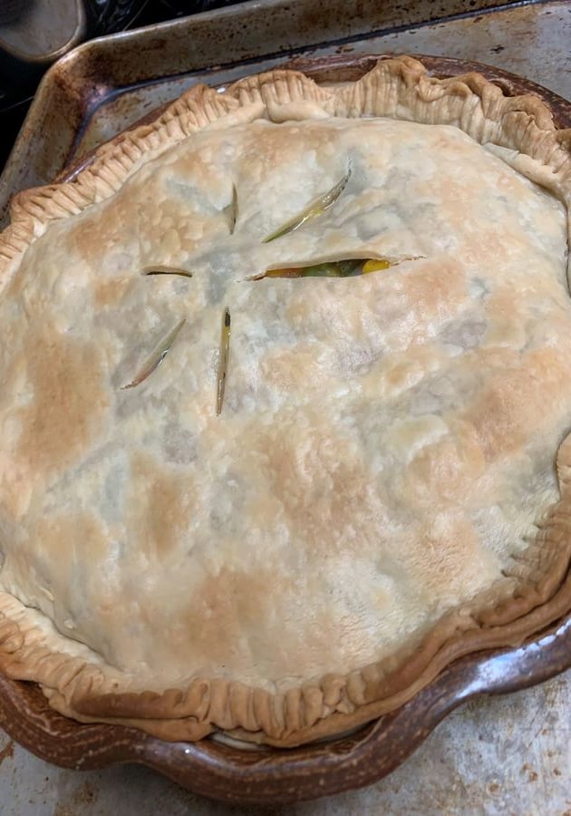 pot pie right out of the oven