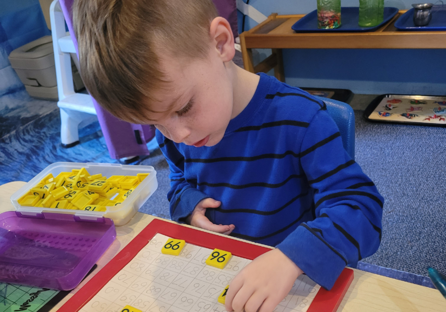 Toddler student learning numbers