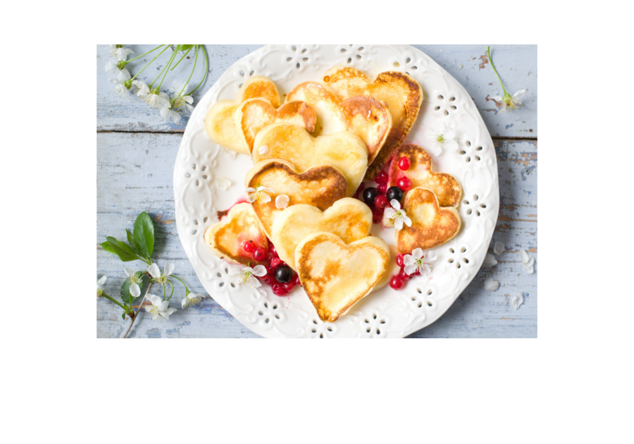 Valentine's Day Heart Shaped Pancakes Love Yummy Breakfast