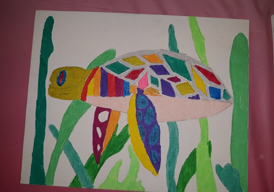 child's artwork of a turtle