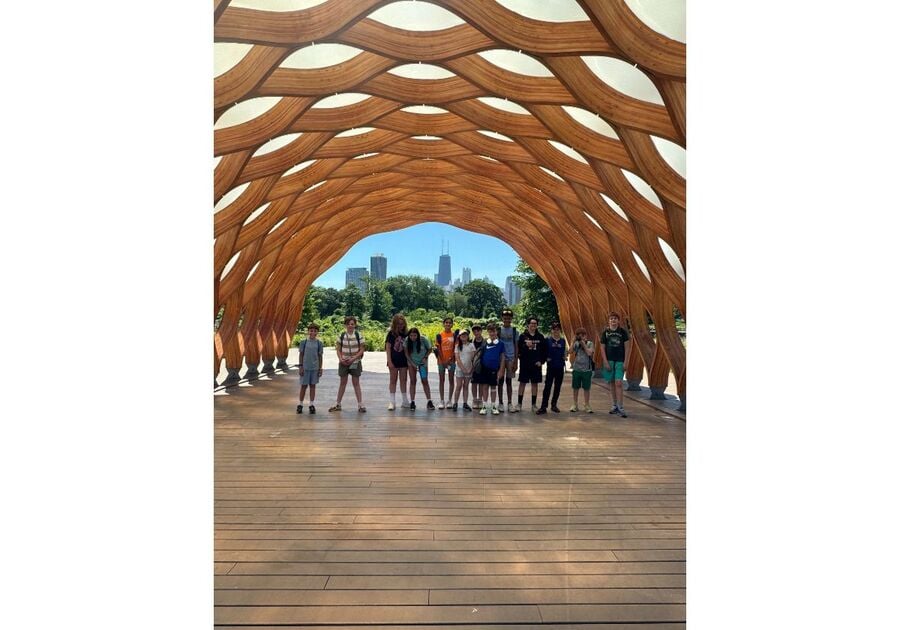 Campers under honeycomb dome