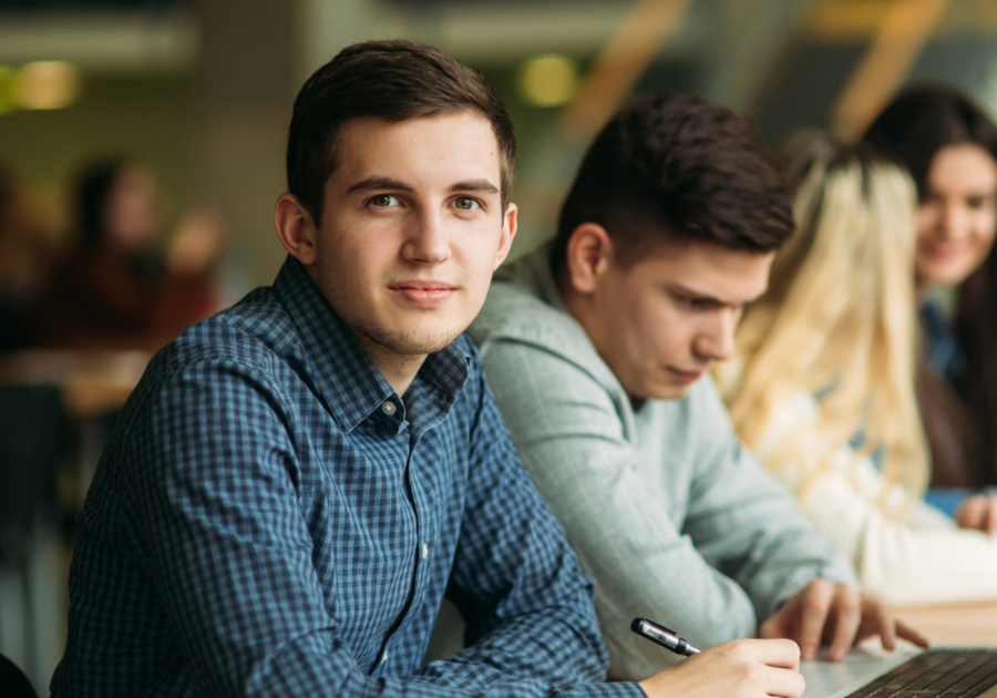 college student male looking at camera