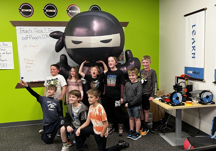 children posing for a picture at Code Ninjas Castle Rock