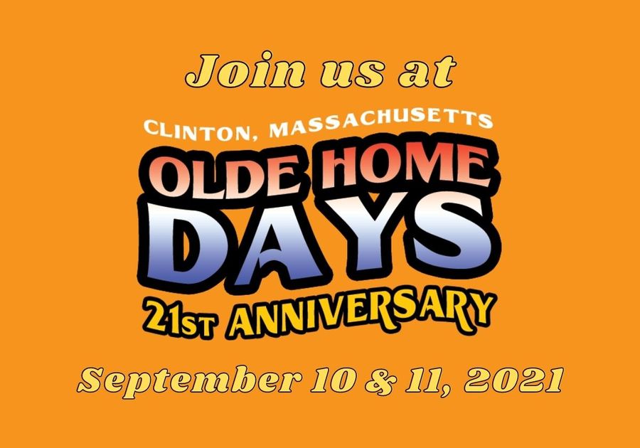 Text: Join us at Clinton Olde Home Days September 10 and 11, 2021