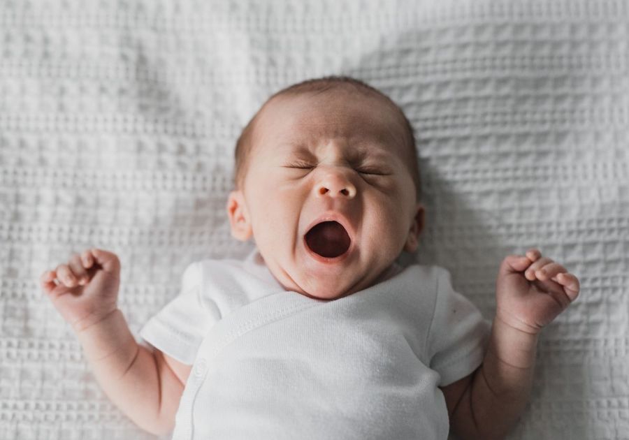 newborn yawning